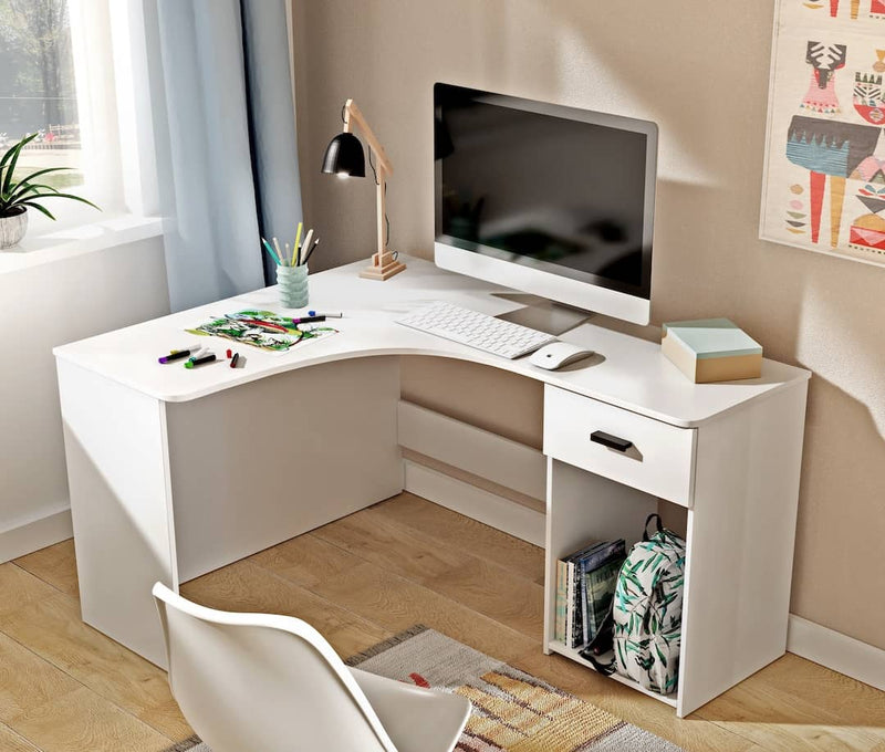 Corner Desk 155cm [White] - Lifestyle Image