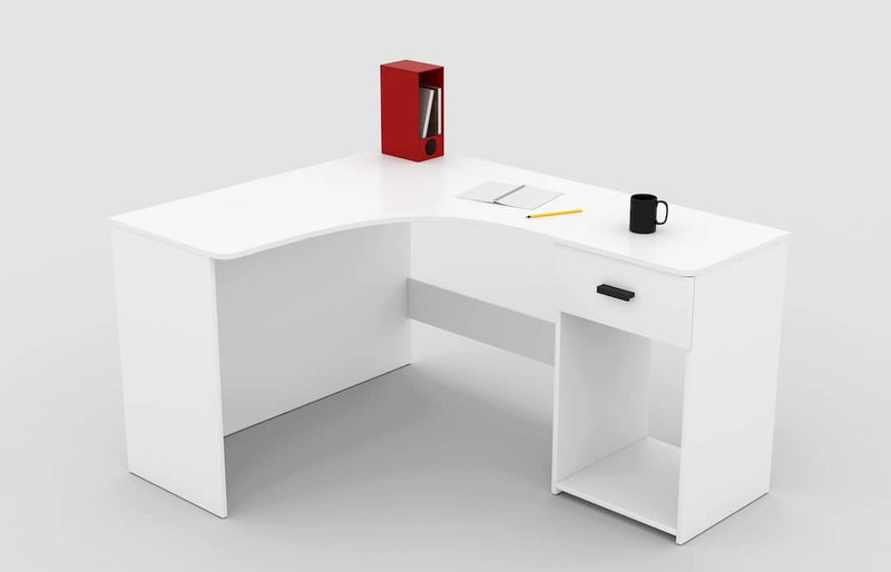 Corner Desk 155cm [White] - White Background