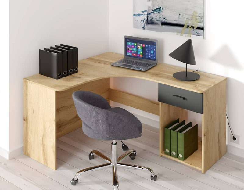 Corner Desk 155cm [Oak] - Lifestyle Image