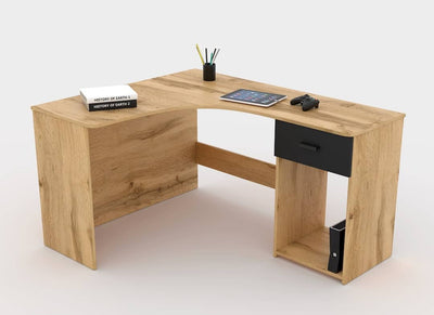 Corner Desk 155cm [Oak] - White Background