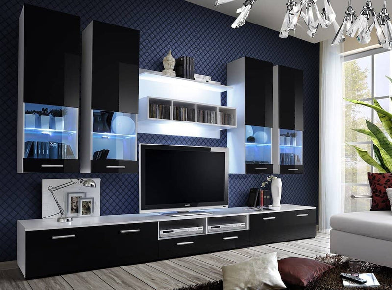 Dorade Entertainment Unit in White and Black Gloss