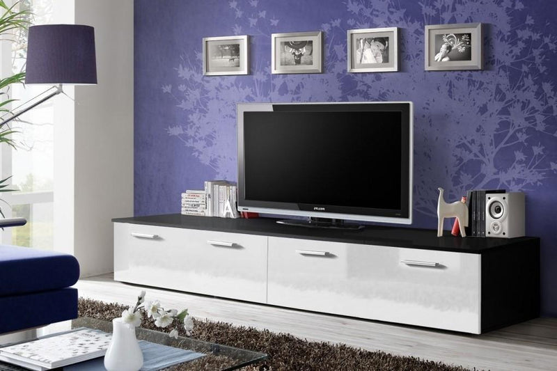 Duo TV Cabinet in Black and White Gloss