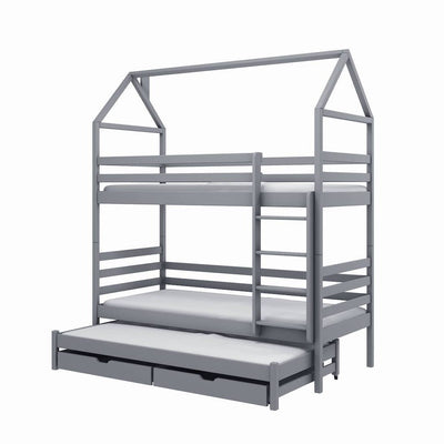 Dalia Bunk Bed with Trundle and Storage [Grey] - White Background #2