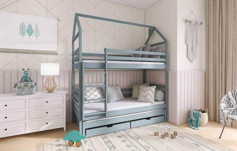 Dalia Bunk Bed with Trundle and Storage [Grey] - Product Arrangement 
