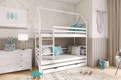 Dalia Bunk Bed with Trundle and Storage [White] - Product Arrangement #1