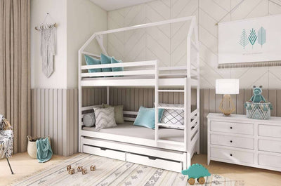 Dalia Bunk Bed with Trundle and Storage [White] - Product Arrangement #2