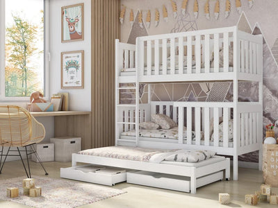 Emily Bunk Bed with Trundle and Storage [White Matt] - Product Arrangement #2