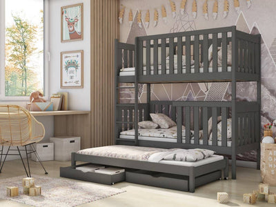 Emily Bunk Bed with Trundle and Storage [Graphite] - Product Arrangement #2