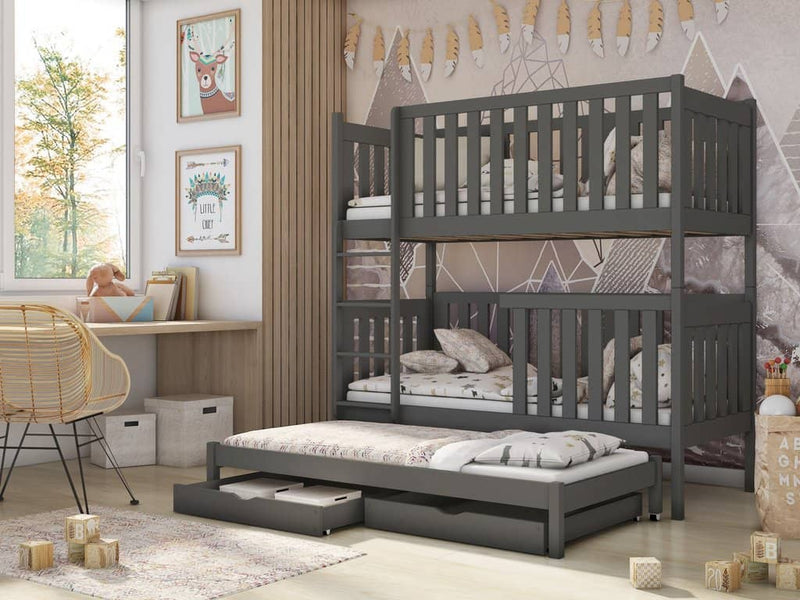 Emily Bunk Bed with Trundle and Storage [Graphite] - Product Arrangement 