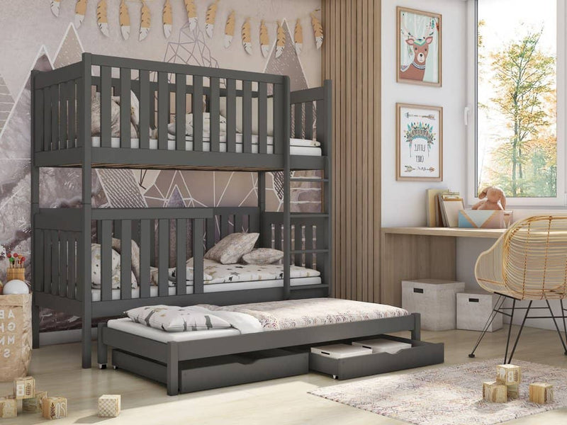 Emily Bunk Bed with Trundle and Storage [Graphite] - Product Arrangement 