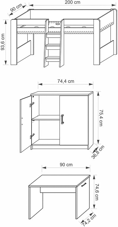 Cabin Bed Funky - Dimensions Image