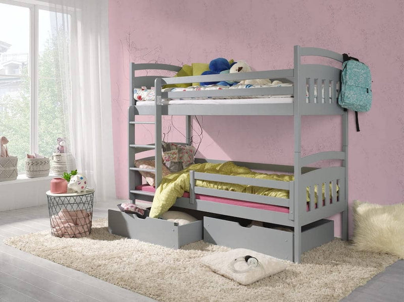 Wooden Bunk Bed Gabi with Storage [Grey] - Product Arrangement 