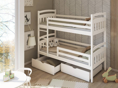 Wooden Bunk Bed Gabi with Storage [White] - Product Arrangement #4