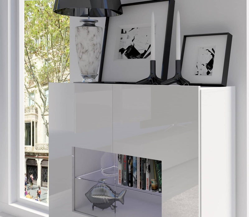 Calabrini Display Cabinet 100cm [White] - Lifestyle Image