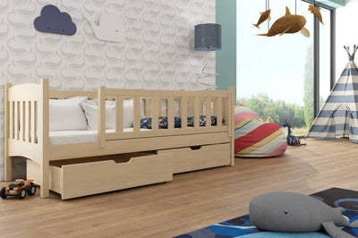 Wooden Single Bed Gucio with Storage