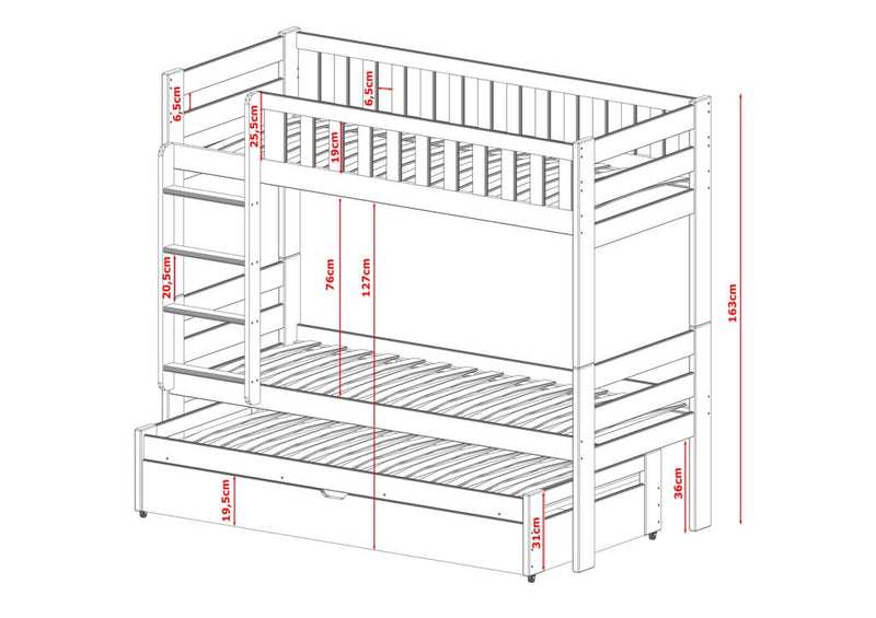Harvey Bunk Bed with Trundle and Storage