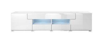 Toledo 40 TV Cabinet 208cm [Front White Gloss with White Matt Carcass] - Front Angle