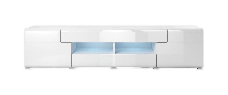 Toledo 40 TV Cabinet 208cm [Front White Gloss with White Matt Carcass] - Front Angle