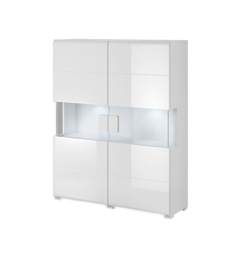 Toledo 42 Display Cabinet 122cm [Front White Gloss with White Matt Carcass] - White Background