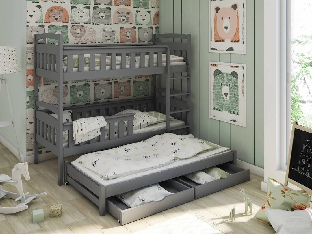 Wooden Bunk Bed Harriet with Trundle and Storage Arthauss Furniture