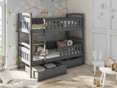 Wooden Bunk Bed Harry with Storage [Graphite] - Product Arrangement #1