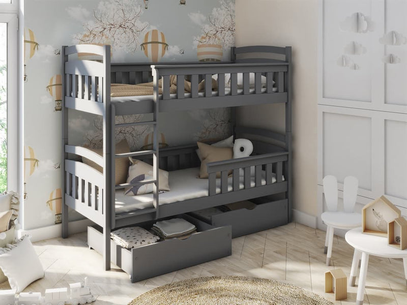 Wooden Bunk Bed Harry with Storage [Graphite] - Product Arrangement 