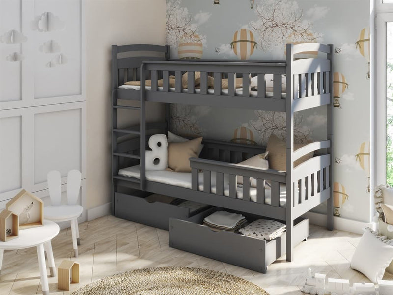 Wooden Bunk Bed Harry with Storage [Graphite] - Product Arrangement 