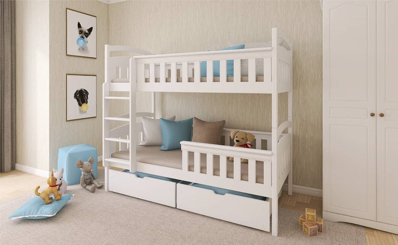 Wooden Bunk Bed Harry with Storage [White] - Product Arrangement 