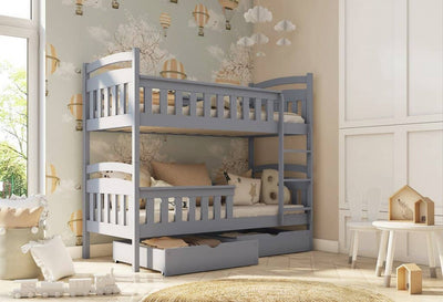 Wooden Bunk Bed Harry with Storage [Grey] - Product Arrangement #1