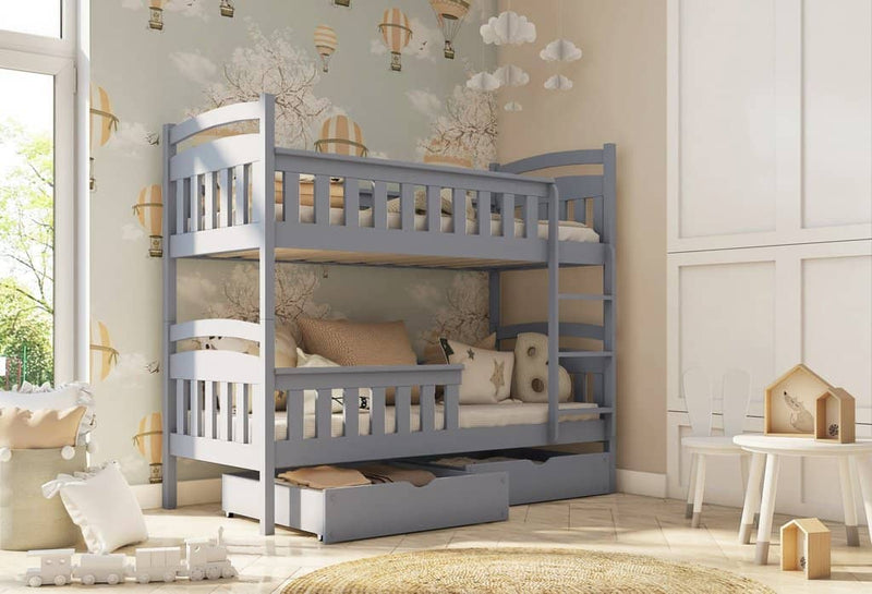 Wooden Bunk Bed Harry with Storage [Grey] - Product Arrangement 