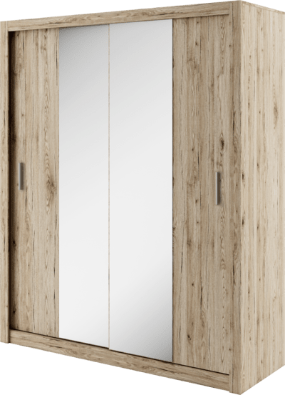 Idea 03 - 2 Sliding Door Wardrobe 180cm [Oak San Remo] - White Background
