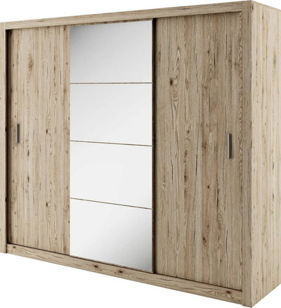 Idea 01 - 3 Sliding Door Wardrobe 250cm [Oak San Remo] - White Background