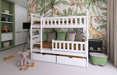Wooden Bunk Bed Ignas with Storage [White] - Product Arrangement #3