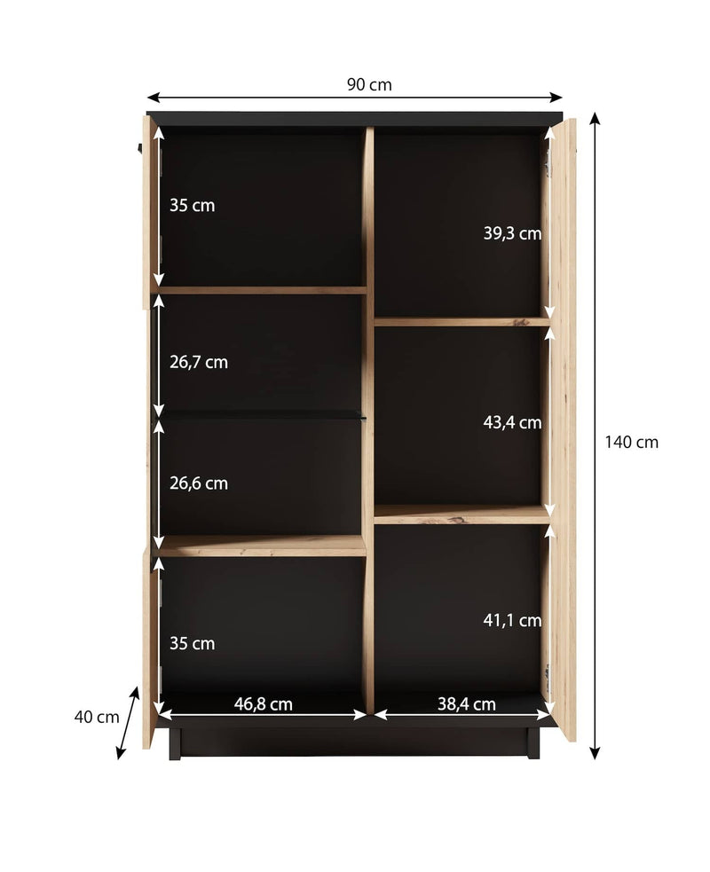 Ines 12 Display Cabinet 90cm