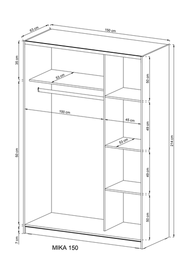 Mika 04 Sliding Door Wardrobe 150cm