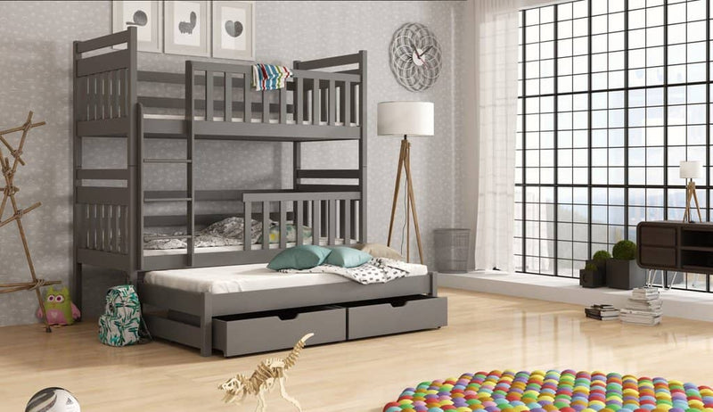Klara Bunk Bed with Trundle and Storage [Graphite] - Product Arrangement 