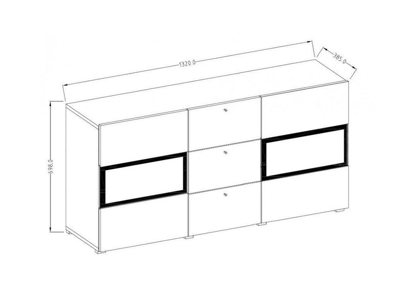 Baros 26 - Sideboard Cabinet 132cm [Black] - Dimensions Image