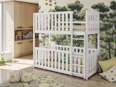 Wooden Bunk Bed Konrad with Cot Bed [White] - Product Arrangement #2