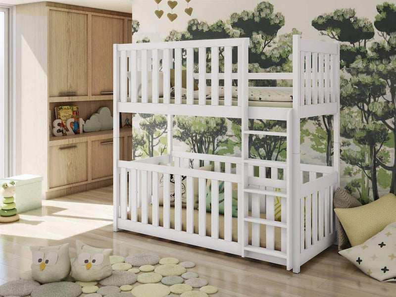 Wooden Bunk Bed Konrad with Cot Bed [White] - Product Arrangement 