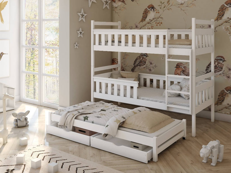 Kors Bunk Bed with Trundle and Storage [White] - Product Arrangement 