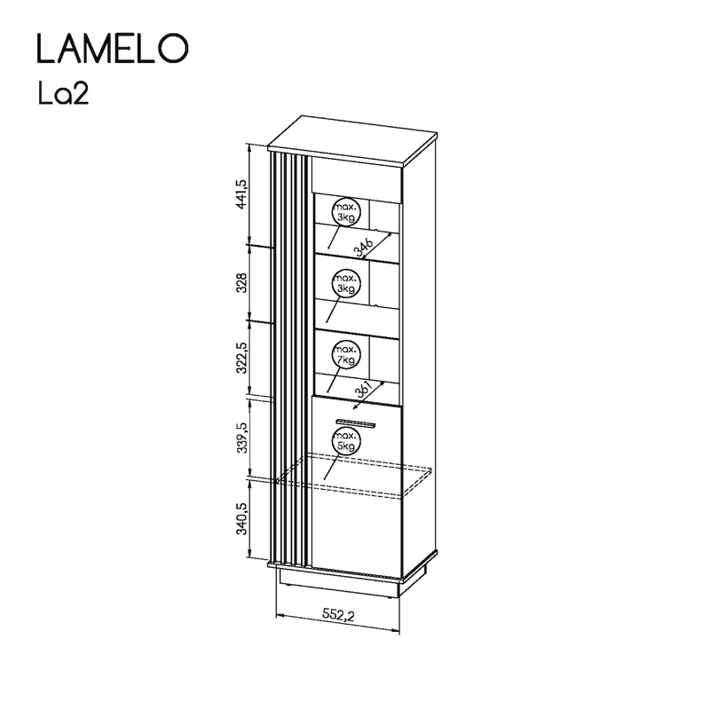 Lamelo LA2 Tall Display Cabinet 60cm