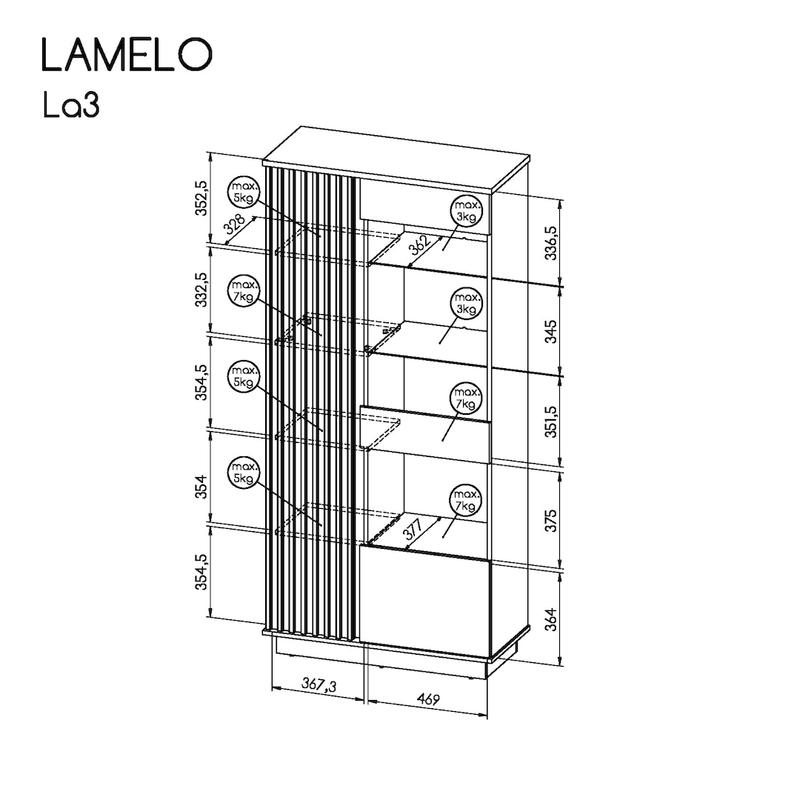 Lamelo LA3 Tall Display Cabinet 90cm