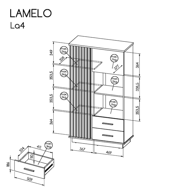 Lamelo LA4 Display Cabinet 90cm