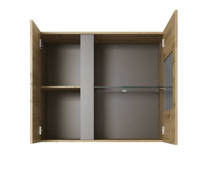 Arco Wall Hung Display Cabinet 97cm [Oak] - Interior Layout