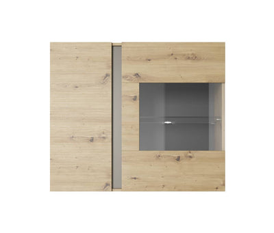 Arco Wall Hung Display Cabinet 97cm [Oak] - Front Angle