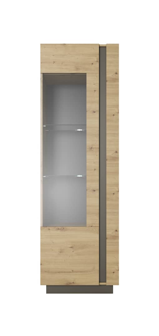 Arco Tall Display Cabinet 60cm [Oak] - Front Angle