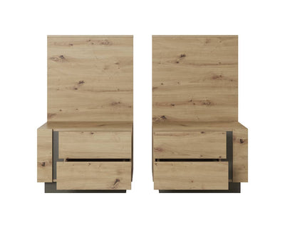 Arco Bedside Cabinets 60cm [Set Of Two] - Oak Artisan - Front Angle