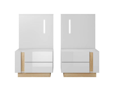 Arco Bedside Cabinets 60cm [Set Of Two] - White - Front Angle