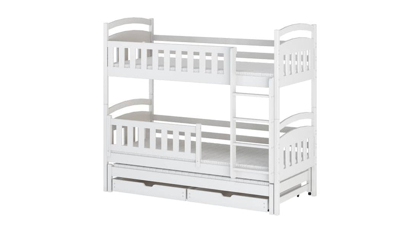 Blanka Bunk Bed with Trundle and Storage [White Matt] - White Background