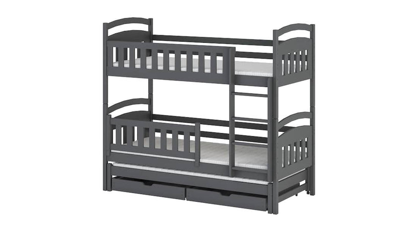Blanka Bunk Bed with Trundle and Storage [Graphite] - White Background